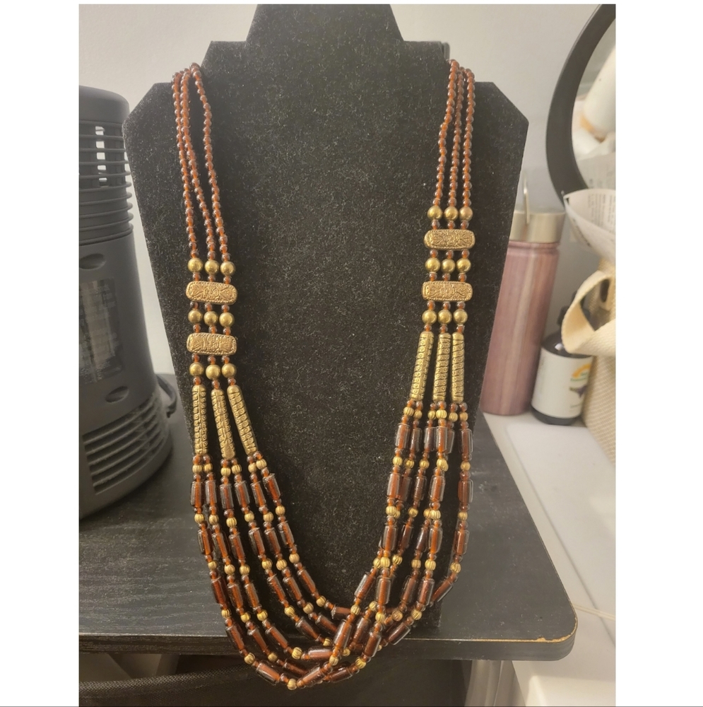 Multistrand Brown Tribal Necklace